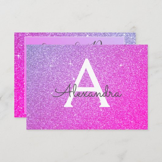 Roze Paarse Sparkle Glitter Sweet 16 Bewaar de dat Save The Date (Voorkant / Achterkant)