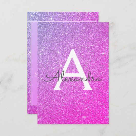 Roze Paarse Sparkle Glitter Sweet Zestien Verjaard Kaart (Voorkant / Achterkant)