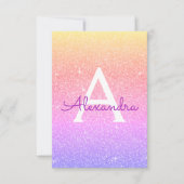 Roze Paarse Sparkle Glitter Sweet Zestien Verjaard Kaart (Voorkant)