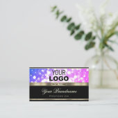 Roze Paarse Sparkle Glitter Toevoegen Logo Zwart G Visitekaartje (Staand voorkant)