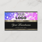 Roze Paarse Sparkle Glitter Toevoegen Logo Zwart G Visitekaartje (Voorkant)