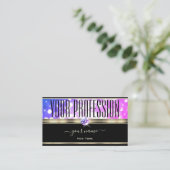 Roze Paarse Sparkle Glitter Zwart en Goud  Visitekaartje (Staand voorkant)