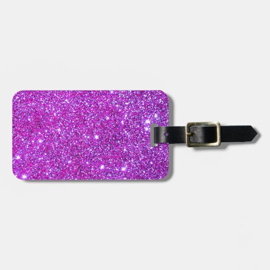 Roze Paarse Sparkly Glam Glitter Designer Bagagelabel (Voorkant horizontaal)