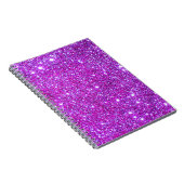 Roze Paarse Sparkly Glam Glitter Designer Notitieboek (Rechterzijde)