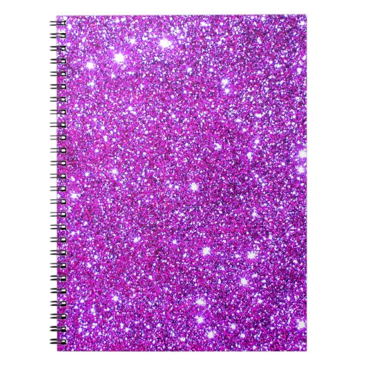 Roze Paarse Sparkly Glam Glitter Designer Notitieboek (Voorkant)