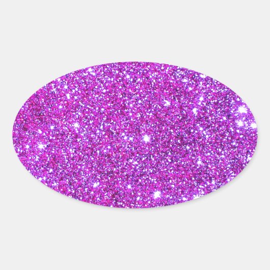 Roze Paarse Sparkly Glam Glitter Designer Ovale Sticker (Voorkant)