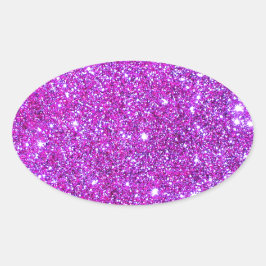 Roze Paarse Sparkly Glam Glitter Designer Ovale Sticker