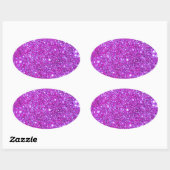 Roze Paarse Sparkly Glam Glitter Designer Ovale Sticker (Vel)