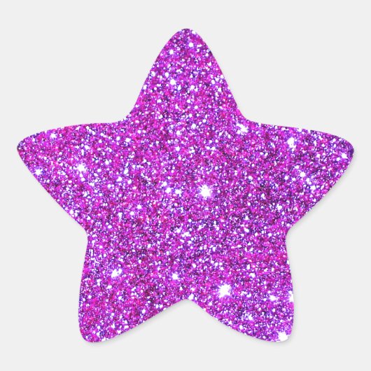 Roze Paarse Sparkly Glam Glitter Designer Ster Sticker (Voorkant)