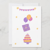 Roze Paarse Speelse Eenvoudige kinderen verjaardag Kaart (Achterkant)