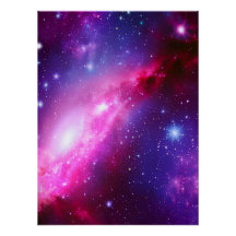 Roze Paarse spiraalvormige galaxie Glanzend Poster