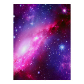 Roze Paarse spiraalvormige galaxie Glanzend Poster