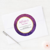 Roze & Paarse Sprankelende Glitter Edelstenen Bedr Ronde Sticker (Envelop)