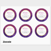 Roze & Paarse Sprankelende Glitter Edelstenen Bedr Ronde Sticker (Vel)