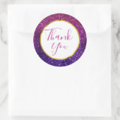Roze Paarse sprankelende glitter edelstenen dank u Ronde Sticker (Tas)