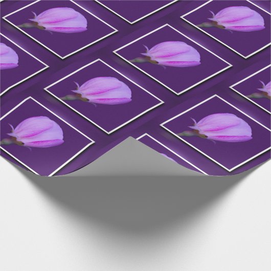 Roze, Paarse Spring Blossom Floral Squared Pattern Cadeaupapier (Hoek)