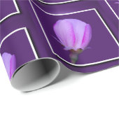 Roze, Paarse Spring Blossom Floral Squared Pattern Cadeaupapier (Rol Hoek)