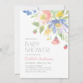 Roze Paarse Spring Floral Baby shower Kaart (Voorkant)