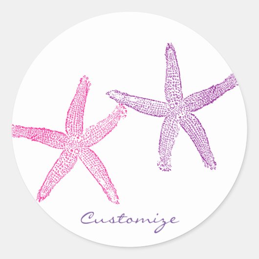 Roze Paarse Starfish Thunder_Cove Ronde Sticker (Voorkant)