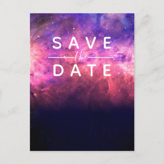 Roze Paarse Starry Sky Cosmic Galaxy Save the Date Aankondigingskaart (Voorkant)