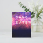 Roze Paarse Starry Sky Cosmic Galaxy Save the Date Aankondigingskaart (Staand voorkant)