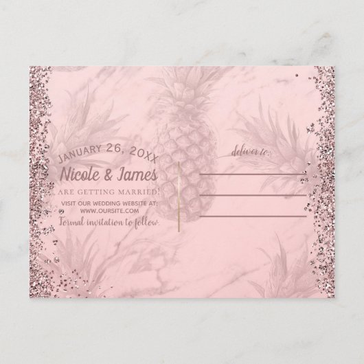 Roze Paarse Starry Sky Cosmic Galaxy Save the Date Aankondigingskaart (Achterkant)