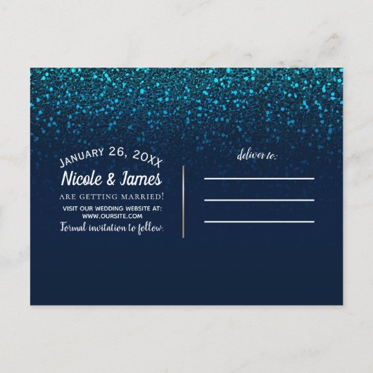 Roze Paarse Starry Sky Cosmic Galaxy Save the Date Aankondigingskaart (Achterkant)