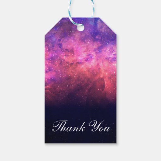 Roze Paarse Starry Sky Cosmic Galaxy Sky Fire Glow Cadeaulabel (Voorkant)