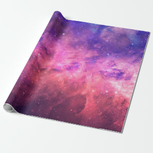 Roze Paarse Starry Sky Cosmic Galaxy Sky Fire Glow Cadeaupapier