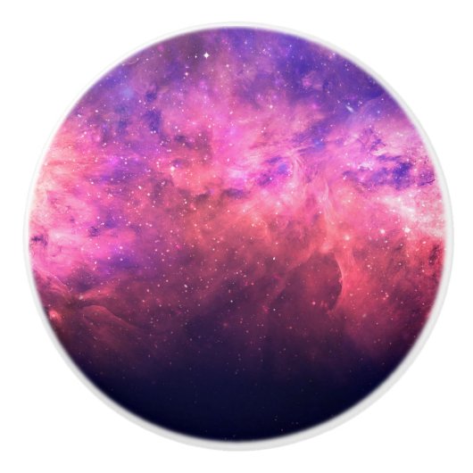 Roze Paarse Starry Sky Cosmic Galaxy Sky Fire Glow Keramische Knop (Voorkant)