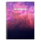 Roze Paarse Starry Sky Cosmic Galaxy Sky Fire Glow Notitieboek (Voorkant)