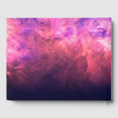 Roze Paarse Starry Sky Cosmic Galaxy Sky Weddensch Gastenboek (Achterkant)