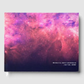 Roze Paarse Starry Sky Cosmic Galaxy Sky Weddensch Gastenboek (Voorkant)