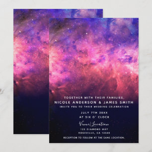 Roze Paarse Starry Sky Cosmic Galaxy Sky Weddensch Kaart