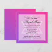 Roze Paarse ster van David Bat Mitzvah Square Kaart (Voorkant / Achterkant)