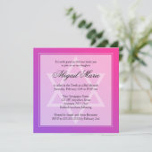 Roze Paarse ster van David Bat Mitzvah Square Kaart (Staand voorkant)