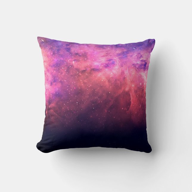 Roze Paarse Sterrenhemel Kosmische Melkweg Hemel V Kussen (Voorkant)