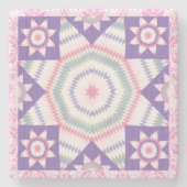Roze Paarse  stijl Quilt Square Marble Stenen Onderzetter (Voorkant)