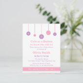 Roze Paarse stoot als Button Baby shower Kaart (Staand voorkant)