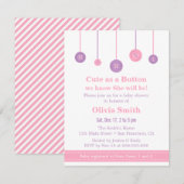 Roze Paarse stoot als Button Baby shower Kaart (Voorkant / Achterkant)