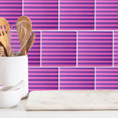 Roze Paarse streeppatroon Tegeltje