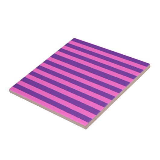 Roze Paarse streeppatroon Tegeltje (Zijkant)