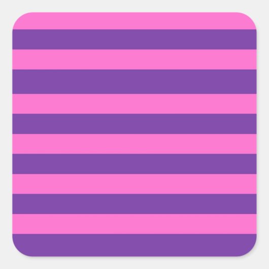 Roze Paarse streeppatroon Vierkante Sticker (Voorkant)