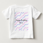 Roze paarse strepen Happy Birthday Naam toevoegen (Achterkant)