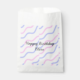 Roze paarse strepen Happy Birthday Naam toevoegen  Bedankzakje