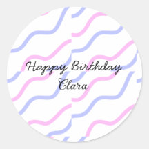 Roze paarse strepen Happy Birthday Naam toevoegen 