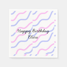 Roze paarse strepen Happy Birthday Naam toevoegen 