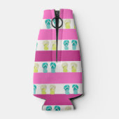 Roze Paarse strepen strand Flesjeskoeler (Achterkant)