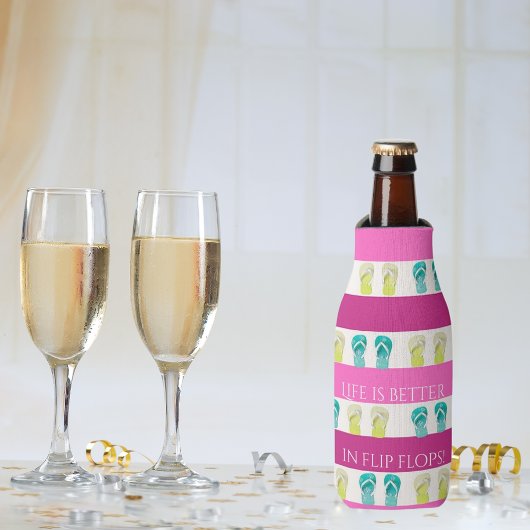 Roze Paarse strepen strand Flesjeskoeler