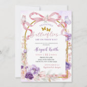 Roze Paarse Strik Coquette Tweeling Vlinder Kaart (Voorkant)
